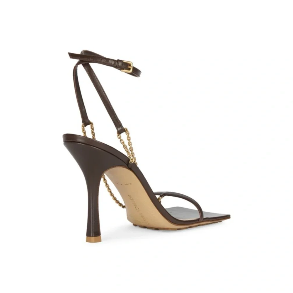 Bottega Veneta - 37 US - Strech Chain Sandals - Brown with Golden Chain - Picture 8 of 17